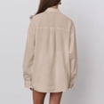 thumbnail image 7 of 2 Piece Linen Outfits for Women Fall Spring Long Sleeve Button Up Shirt and Elastic Waist Shorts Set Travel Clothes (S, Khaki), 7 of 7