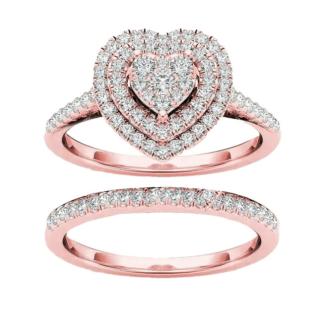 Bague en Forme de Cœur en Diamant Complet, Mode, Sculpture Creuse en Diamant