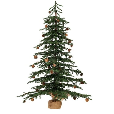 Vickerman 36" Caramel Pine Artificial Christmas Tree Unlit, Seasonal Indoor Home Decor with Decorative Burlap Base