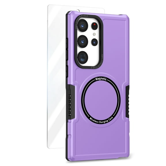 Allytechgroup Galaxy S25 Ultra 6.9" Case with Screen Protector, Slim Fit Shock Resistant Magnetic Cover Compatible with Magsafe Bumper Rugged Phone Case for Samsung Galaxy S25 Ultra, Purple
