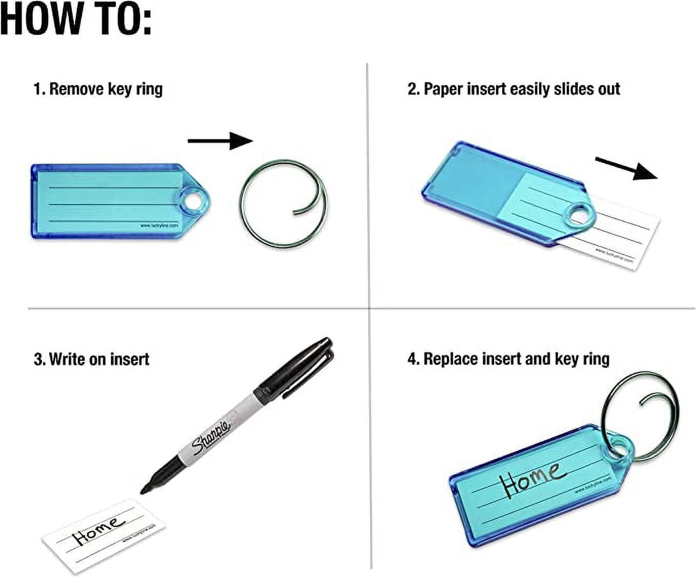 Lucky Line 12300-30 Blue Key Tag with Tang Ring 12300-30 100/box