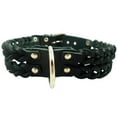 thumbnail image 2 of double braid black genuine leather dog collar braided 1.5 wide, fits 19.5-22.5 neck, large, 2 of 3