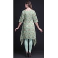 thumbnail image 2 of Bimba Green Leaves & Peony Floral Asymmetric Kurta Indian Tunic Tops For Women Printed Indian Clothing XX-Large, 2 of 6