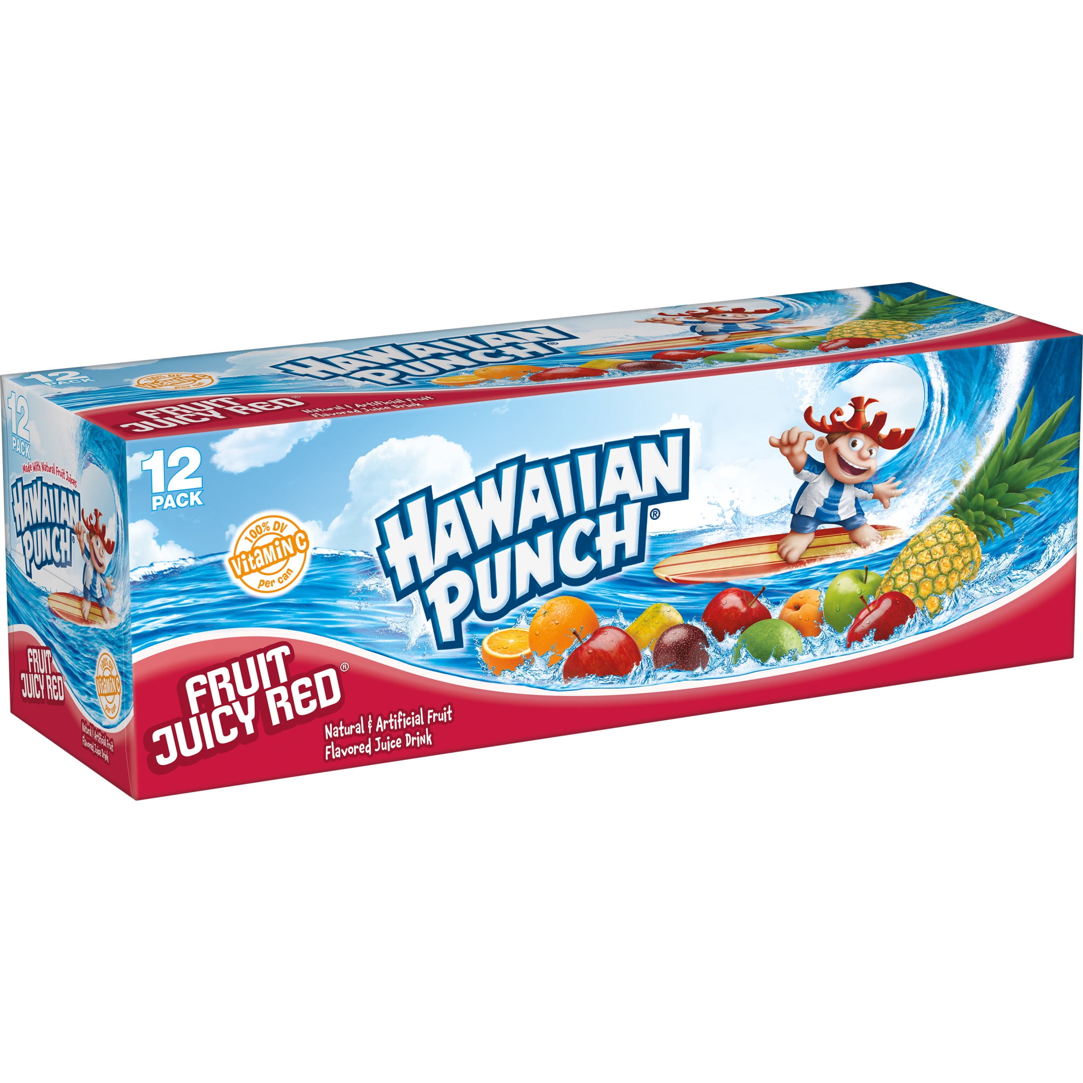 Hawaiian Punch Fruit Juicy Red Juice, 12 fl oz, 12 Count Cans