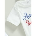 thumbnail image 5 of 4th of July Baby Girl Clothes Newborn American Sweet Heart Short Sleeve Bodysuit USA Flag Ruffle Shorts with Headband, 5 of 8