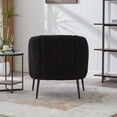 thumbnail image 4 of Jopath Accent Chair with Metal Legs,Channel Tufted Lounge Chair Single Sofa Round Leisure Armchair for Bedroom Living Room Reception Study Room Office Black, 4 of 9
