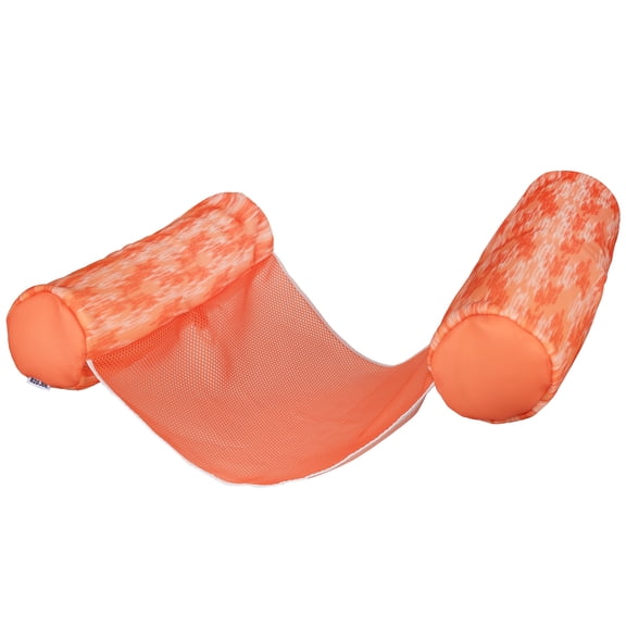 Big Joe Shaka Hammock Sling Pool Float, Peach Glow, Doubled-Sided Mesh, Quick Draining Fabric, No Inflation Needed