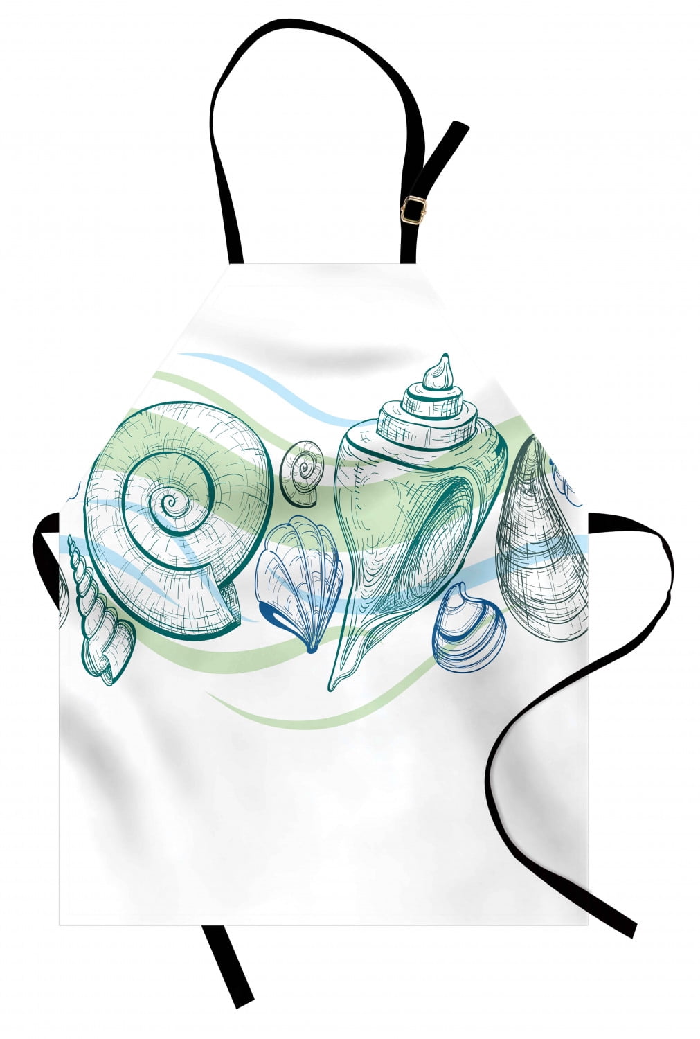Shell Apron Seashells Apron Pastel Color Graphics of Seashells with Sketchy ...