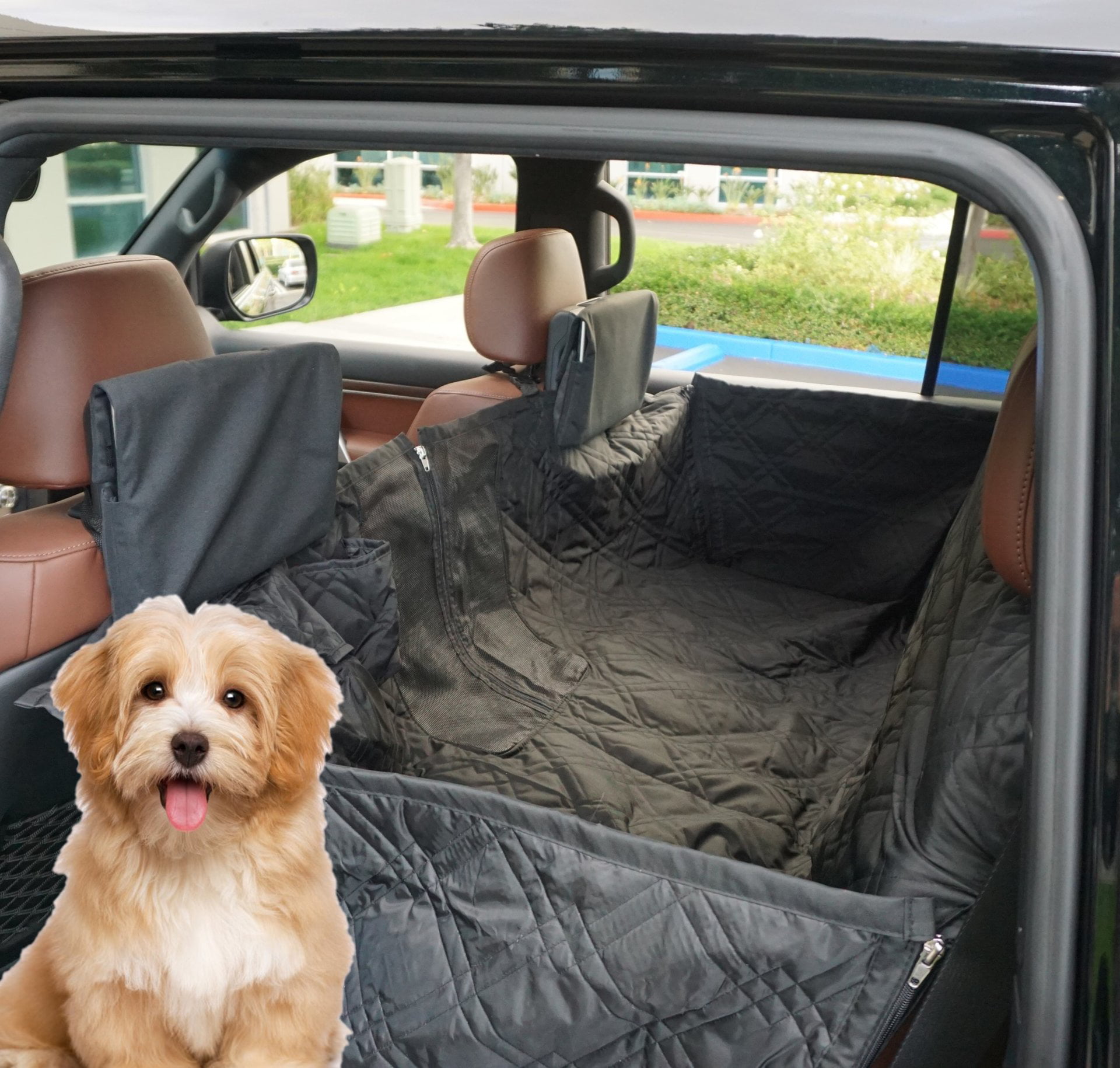 PawPals Deluxe Quilted and Padded Dog Pet Car Back Seat Hammock Cover