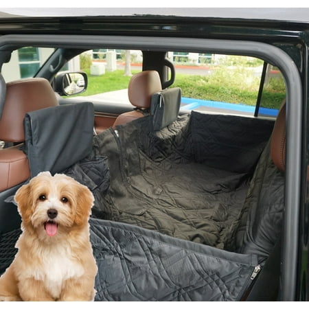 PawPals Deluxe Quilted and Padded Dog Pet Car Back Seat Hammock Cover with Mesh Window and Non-Slip Backing Best Car, SUV,