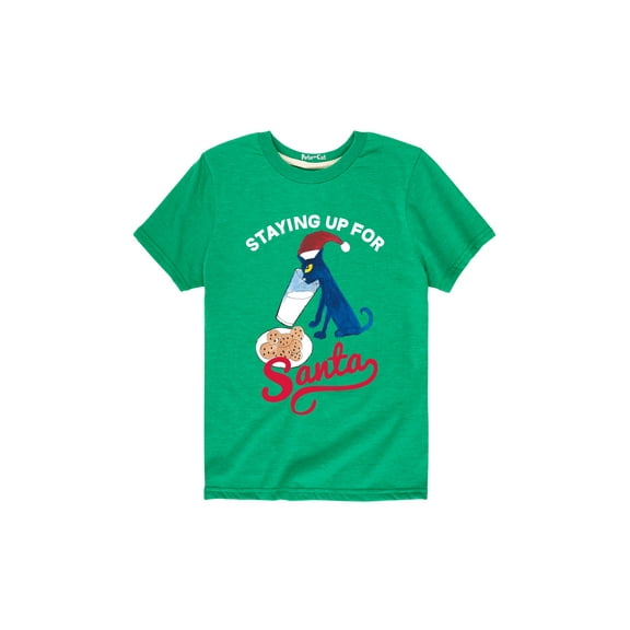 Pete The Cat - Staying Up For Santa - Youth Short Sleeve Graphic T-Shirt