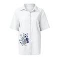 thumbnail image 2 of Gibobby Playera de Manga Corta Casual Suave Algodón Lino Casual Suelto Personalidad Impreso Solapa Botón Manga Corta(Blanco,XL), 2 of 5