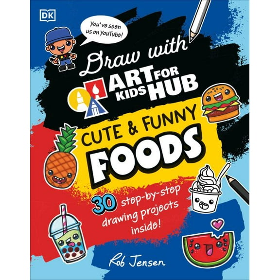 Pre-Owned Draw with Art for Kids Hub Cute and Funny Foods: Cute and Funny Foods; 30 Step-by-step Drawing Projects Inside Paperback