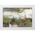 thumbnail image 3 of Jennifer Goldberger 4x14 White Modern Wood Framed Wall Art Titled - Pieced Earth II, 3 of 5