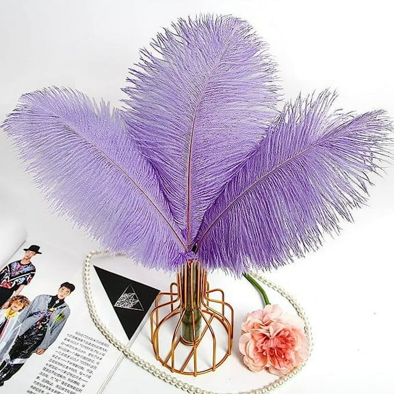 Nvzi 24pcs Lavender Ostrich Feathers Natural Bulk 10-12Inch 25cm-30cm for Wedding Party Centerpieces Easter Gatsby and Home Decorate Ostrich Feathers
