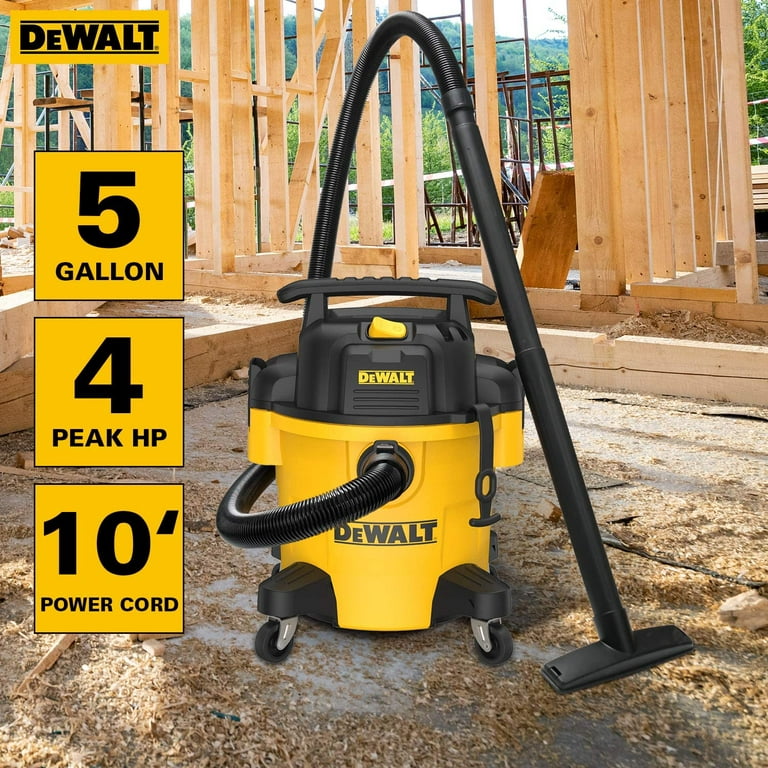 DEWALT DXV05P 5Gallon Poly Wet/Dry, 4 Peak HP Shop Vacuums, 5