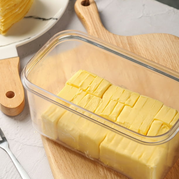CAROOTU Beurrier en plastique Beurrier couvert avec couvercle Beurrier en  plastique avec coupeur pour couper facilement le récipient à beurre