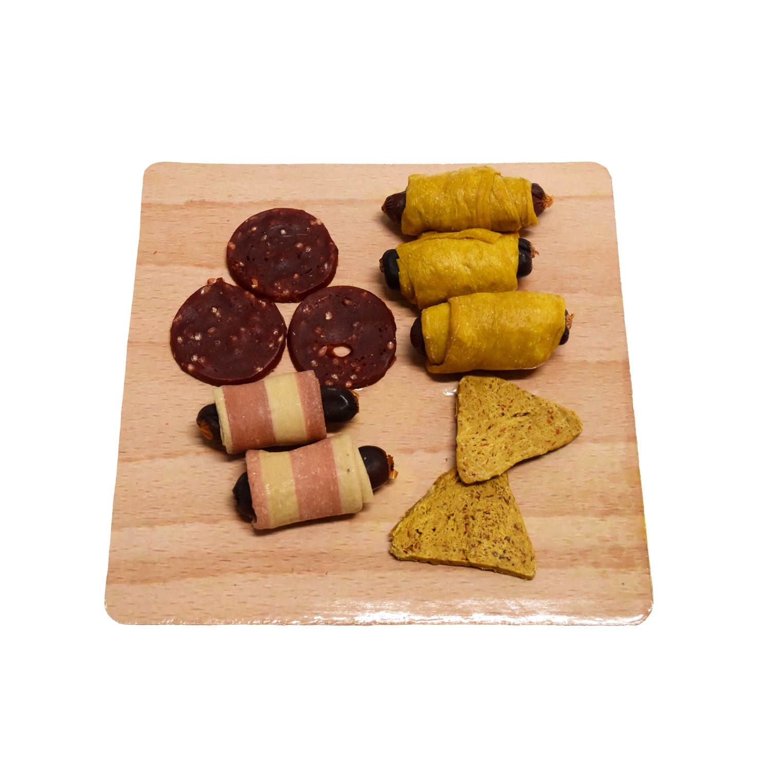 Vibrant Life Bark-uterie Treats Chews for Dogs, Mixed Bacon Wrapped Sausages, Cheese Slices, Pigs in a Blanket, and Sausage Slices, 11 Count, 6.71oz