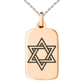 thumbnail image 4 of Stainless Steel Interlocking Hexagram Star of David Engraved Small Rectangle Dog Tag Charm Pendant Necklace, 4 of 4