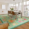 thumbnail image 2 of Balacho Cozy Bohemian Style Floral Design Faux Wool Area Rug, 6' x 9', Green, 2 of 7