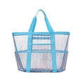 thumbnail image 2 of Women mesh beach bag Large foldable toys pool shoulder bag Vacation tote bag with zipper pocket for picnic, 2 of 6