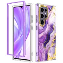 Petocase for Samsung Galaxy S24 Ultra 5G Case,Fashion Marble Pattern Slim Rugged Shockproof Protective Phone Cover for Women Girls Mens Boys,Deep Purple