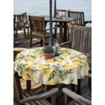 thumbnail image 2 of Outdoor Tablecloth with Umbrella Hole for Patio/Picnic/Party/Camping, Summer Lemon Waterproof Table Cloth Round Cover Washable, Tropical Botanical Leaves Yellow Plaid (Dia 60"), 2 of 8