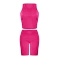 thumbnail image 4 of Simua Ribbed Two Piece Outfit Set for Women Solid Color Yoga Workout Tank Tops and Shorts Clothing, 4 of 5