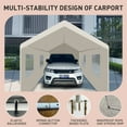 thumbnail image 3 of 10x20 FT Heavy-Duty Portable Carport Garage Tent with Roll-Up Doors & Windows, All-Weather Vehicle & Equipment Shelter, Spacious Storage & Easy Setup Canopy (White), 3 of 6