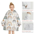thumbnail image 6 of White Boho Bohemia Rainbows Suns Clouds Pattern Blanket Hoodies for Kids 6-13YR Oversize Wearable Blanket Hoodies for Boys Girls Teens, 6 of 7