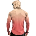 thumbnail image 5 of Men's Long Sleeve Sun Shirt with Hood and Mask, Ombre Color Block Design UPF 50+ Rash Guard, Lightweight Athletic Top Orange XXXL, 5 of 9
