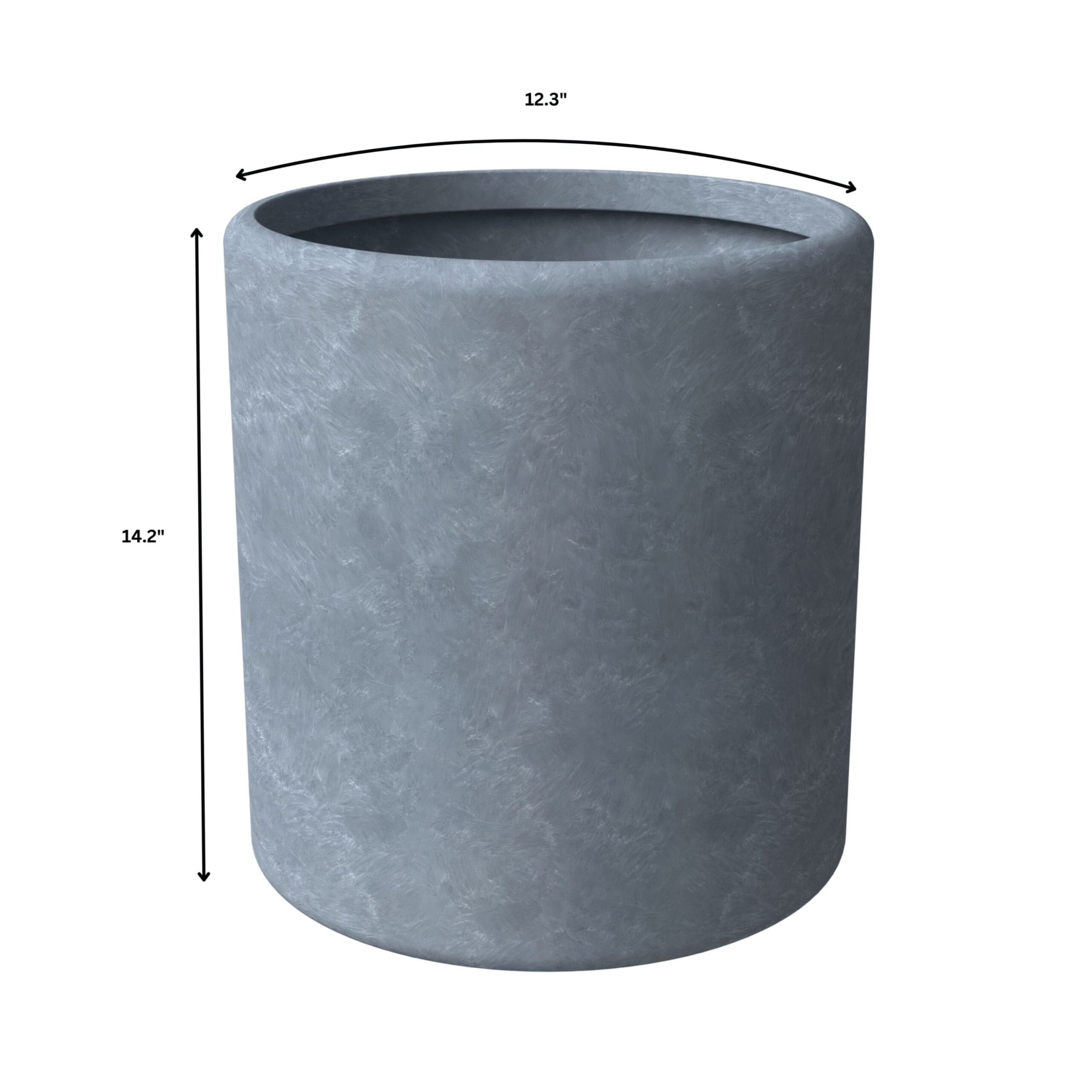 LeisureMod Tundra Fiberstone and MGO Clay Planter, Mid-Century Modern Round Planter Pot for Indoor and Outdoor (Aged Concrete, 14 Inch)