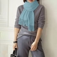 thumbnail image 2 of Women's Solid Color Winter Scarf with Tassels Versatile Soft Neck Warmer for Autumn and Cold Weather, 2 of 5