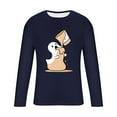thumbnail image 6 of YOIAVAIOY Men's Graphic Long Sleeve T Shirts Halloween Ghost Pumpkin Print Shirts Long Sleeve Crew Neck Fall Tops Festival Casual Blouse Navy M, 6 of 6