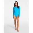 thumbnail image 2 of Time and Tru Women's and Women's Plus Size One Piece Rash Guard Swimsuit with Long Sleeves, Sizes XS-3X, 2 of 5