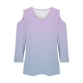 thumbnail image 6 of Womens Tops 3/4 Length Sleeve Tops Neck Casual Print Tunic T Shirts Three Quarter Length Tops Blouses For Women, 6 of 7