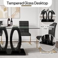 thumbnail image 3 of 63" Modern Glass Dining Table for 6, Rectangular Tempered Glass Top and Double O-Shape Glossy Wood Frame Base for Dining Room, Home Office, Meeting, 3 of 6