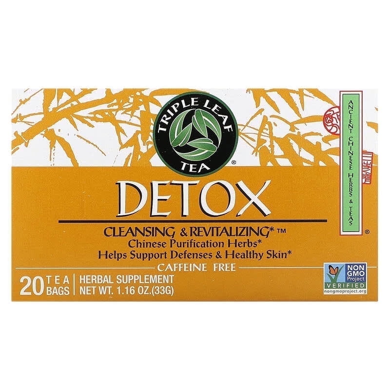 Triple Leaf Tea, Detox, Caffeine Free, 20 Tea Bags, 1.16 oz Pack of 3