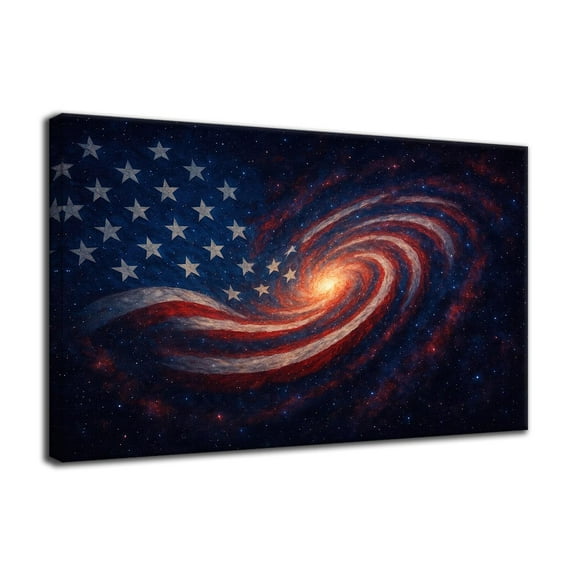 American Flag Poster Wall Art Décor Canvas Prints Fantasy Space Posters for Bedroom Office Room Wall Decoration - 8x12 inches Framed