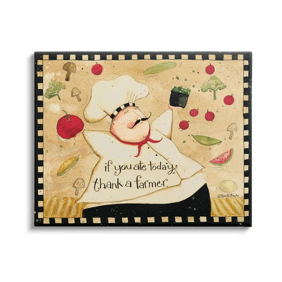 Thank A Farmer Vintage Produce Food & Beverage Graphic Art Gallery Wrapped Canvas Print Wall Art