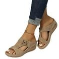 thumbnail image 6 of Mostsola Wedge Sandals for Women 2025 Boho Slides Open Toe Slippers Comfortable Orthopedic Sandals, 6 of 9