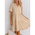 thumbnail image 3 of Womens V Neck Ruffle Short Sleeve Babydoll Mini Dress Casual A Line Dress for Summer, 3 of 13