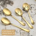 thumbnail image 4 of Gold Serving Spoons 4 Pieces, ReaNea Stainless Steel Serving Utensils Set inclunde 2 Serving Spoon 2 Serving Slotted Spoons, Dishwasher Safe, 4 of 8