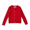 thumbnail image 6 of Guluxicc Kids Girls Solid Color Stretch Knit Cardigan Crew Neck Long Sleeve Sweater 1-10 Years, 6 of 6