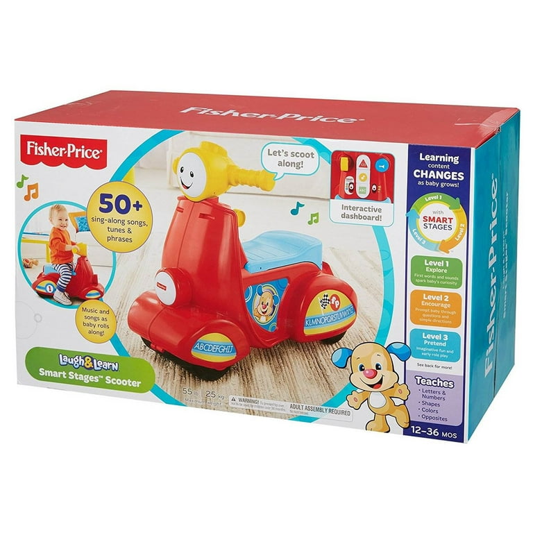 Fisher Price Laugh Learn Smart Stages Scooter Interactive Toddler Ride On Toy Baby Move Sit Scoot Along Walmart