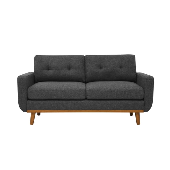 Xukmct Upholstered Sofa Couch with Wood Frame, 2 Seat Loveseat Sofa for Living Room, Bedroom, Office, Dark Gray