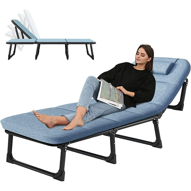 Slsy 4Fold Folding Bed with Mattress & Pillow, Portable Sleeping Cots