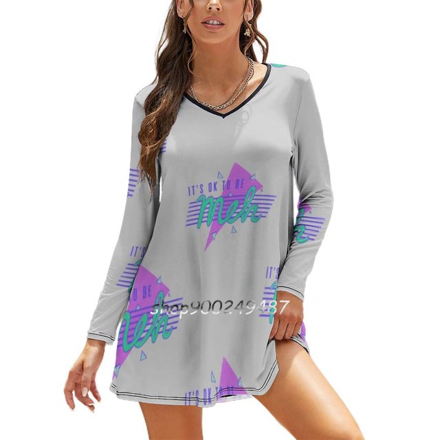 C'est Ok d'Tre Meh Robe Évasée Nœud Cœur Design Mode Grande Taille Robe Ample Meh Lol Rétro Années 80 Triangle Cool
