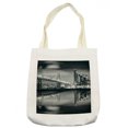 thumbnail image 1 of Black and White Tote Bag, San Francisco Bay Bridge Metropolis Panorama View with Skyscrapers Print, Cloth Linen Reusable Bag for Shopping Books Beach and More, 16.5" X 14", Cream, by Ambesonne, 1 of 2