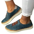 thumbnail image 3 of JINMGG Sneakers for Women Plus Clearance Women's Fashion Casual Hollow-Out Round Toe Slip On Shoes Flat with Sneakers Blue 38, 3 of 8